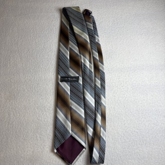 2 Vintage Sears The Men's Store Neck Tie Brown Blue Gold Tan - Picture 8 of 11